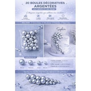 20 boules décoratives argentées