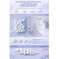 20 boules décoratives glitter blanc