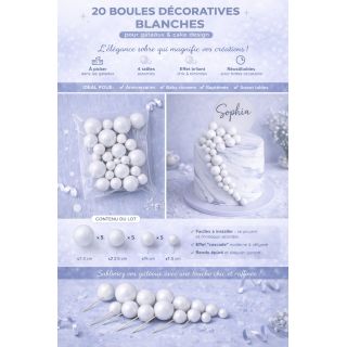 20 boules décoratives blanches