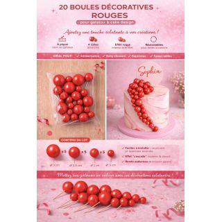 20 boules décoratives Rouge