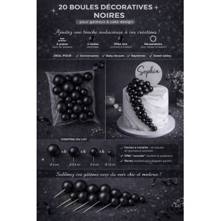 20 boules décoratives noires