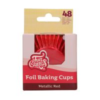 48 Forminhas de Metal Vermelhas para Cupcakes