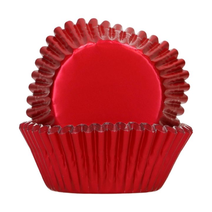 48 moldes de metal rojo para cupcakes