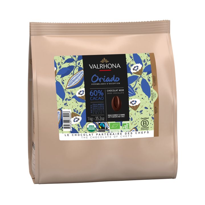 Fave di cacao fondente biologico Valrhona 60% Oriado - 1 kg