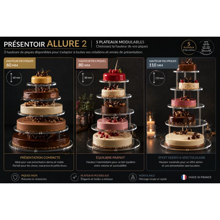 Allure 2 display stand with 5 shelves, Ø160 to 320 mm