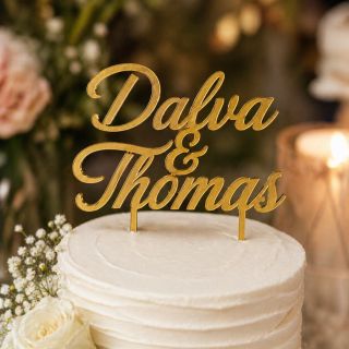 Topper personnalisé deux prénoms/deux lignes 3D pour gâteaux