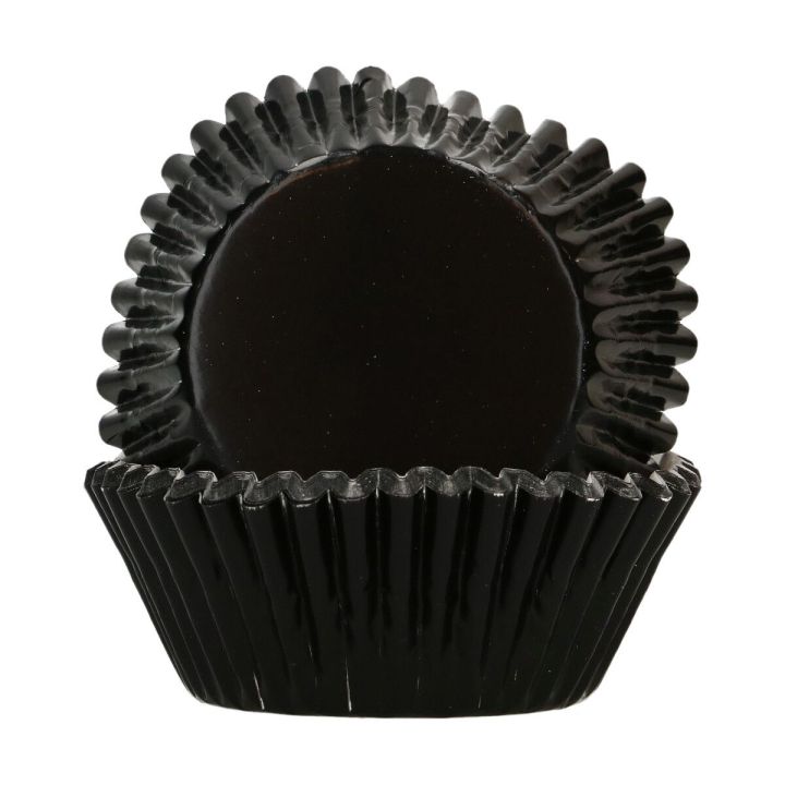 48 moldes de metal negro para cupcakes