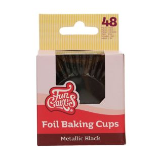 48 schwarze Cupcake-Förmchen aus Metall