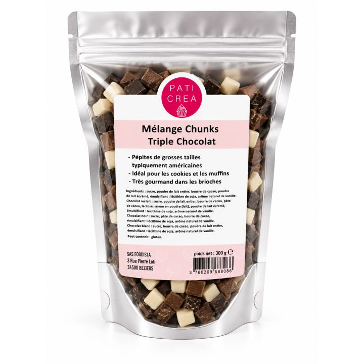 Mélange Chunk Triple Choco 300g - PATICREA