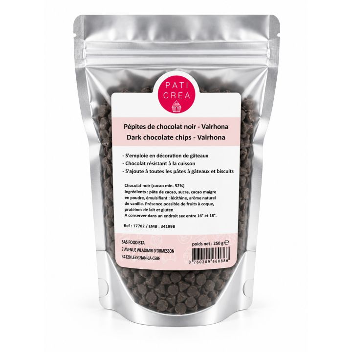 Gocce di cioccolato fondente Valrhona 52% 250 g
