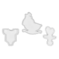 Conjunto de 3 cortadores de biscoito com ejetor, tema bebê