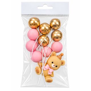 Ourson noeud rose boules décoratives