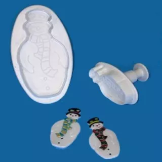 2 Schneemann-Ausstechformen mit Auswerfer