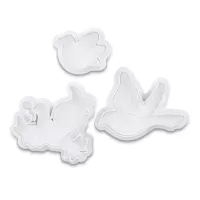 Bird-shaped cookie cutter with ejector x 3