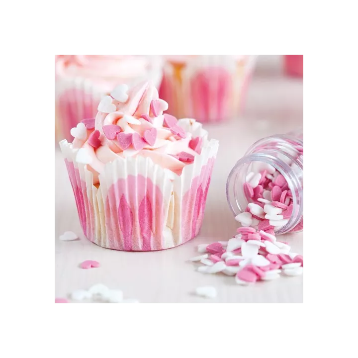 Corações de açúcar rosa e branco
