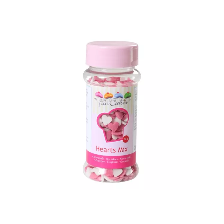 Corações de açúcar rosa e branco
